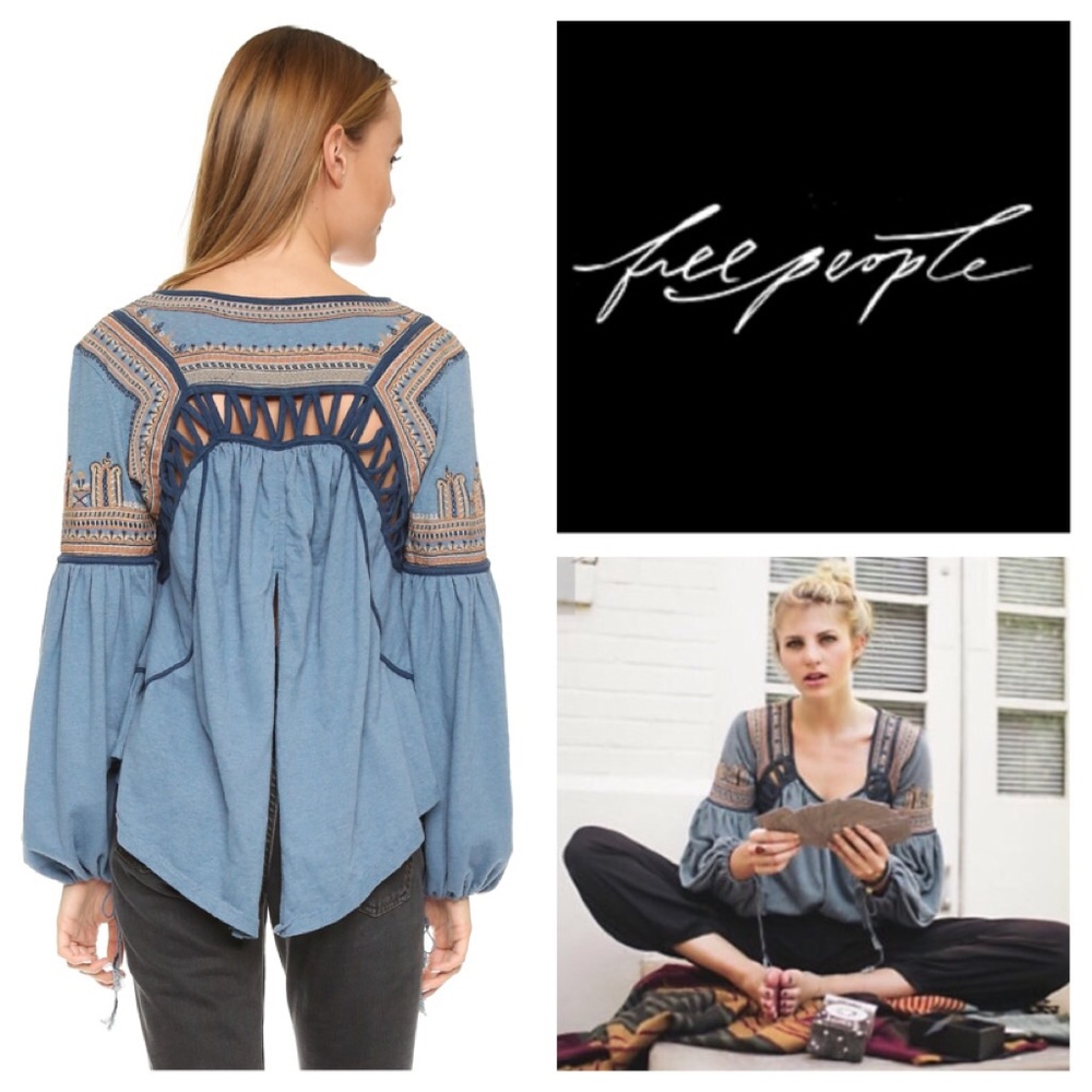 Free People Blue Snow Kisses Top.  Worn once